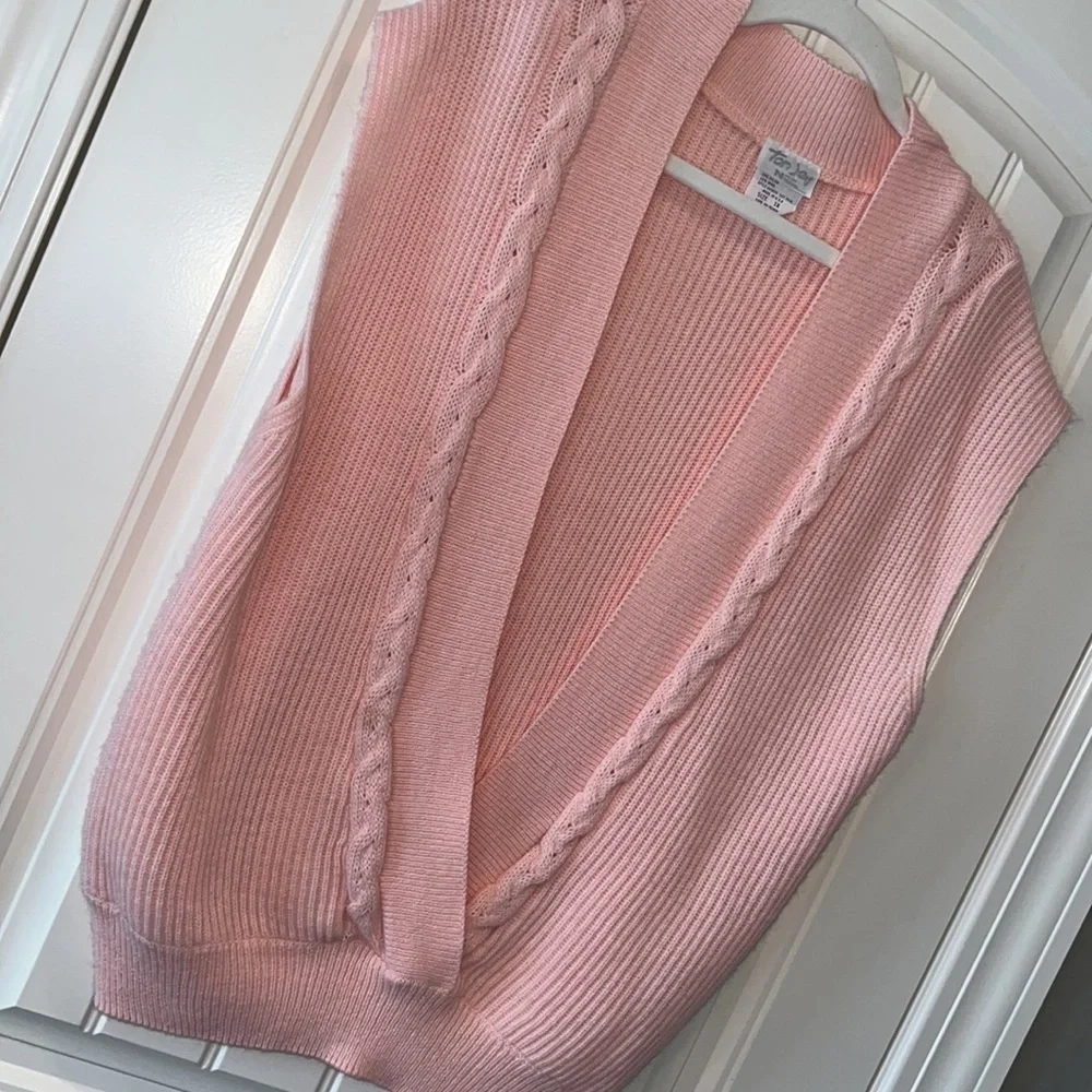 VINTAGE light pink sweater vest topper woolblend boho grandmacore cottagecore 1X - Picture 2 of 15